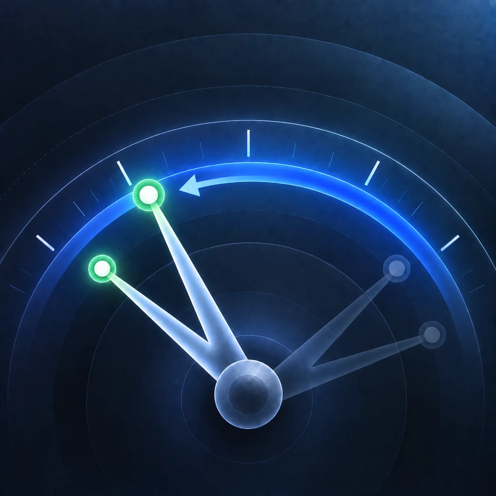 Gauge illustration: a payout moves both needles down together and the gap between them stays the same