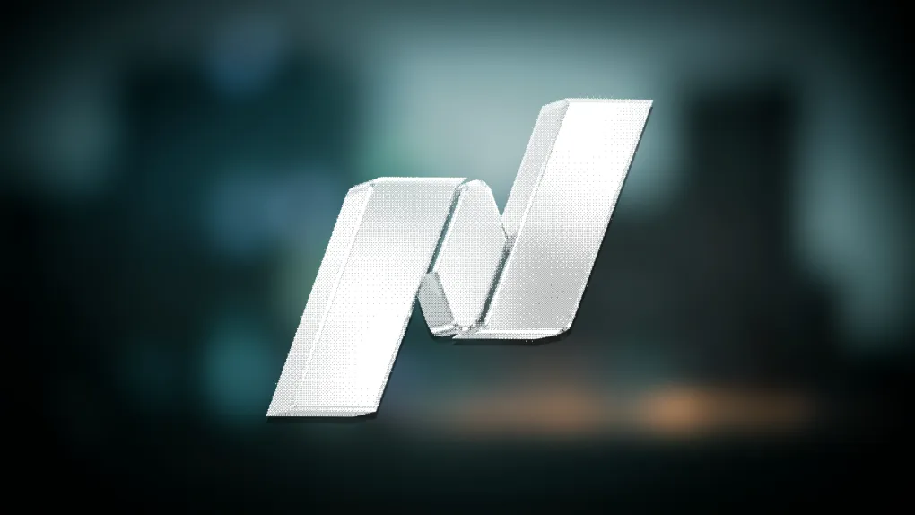 Dithered chrome rendering of the Nasdaq ribbon mark