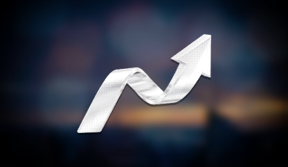 Dithered chrome rendering of an upward arrow ribbon
