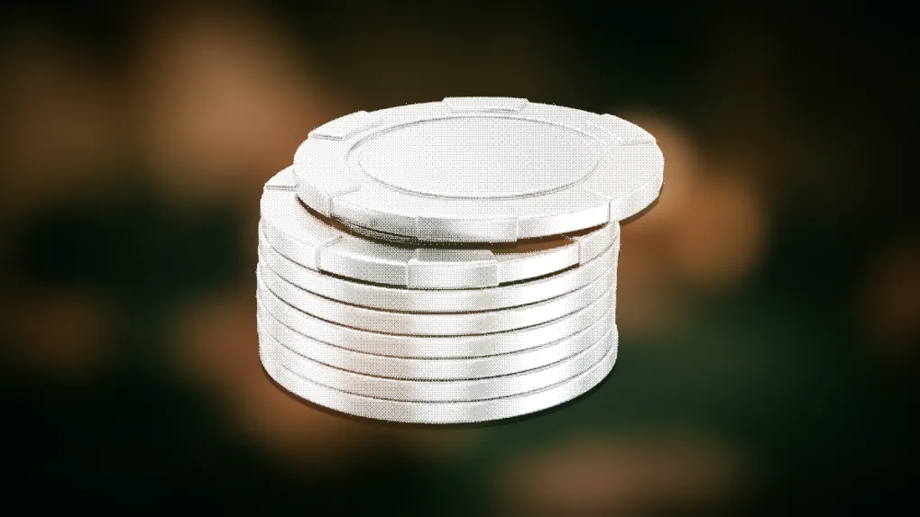 Dithered chrome rendering of a stacked set of poker chips