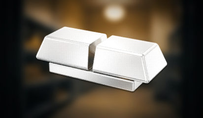 Dithered chrome rendering of an ingot bar cut cleanly in half